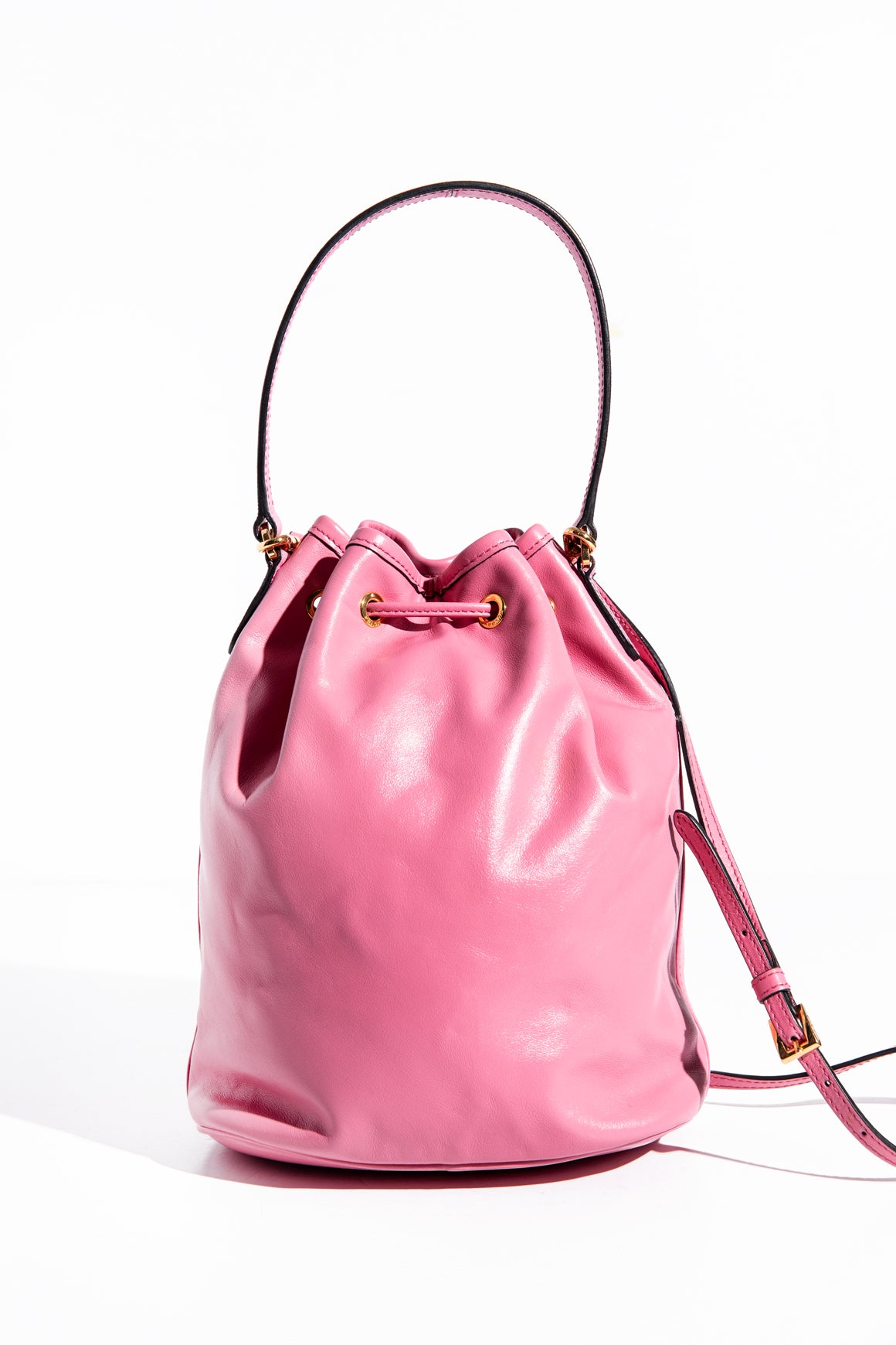 PRADA Pink Calfskin Mini Bucket Bag