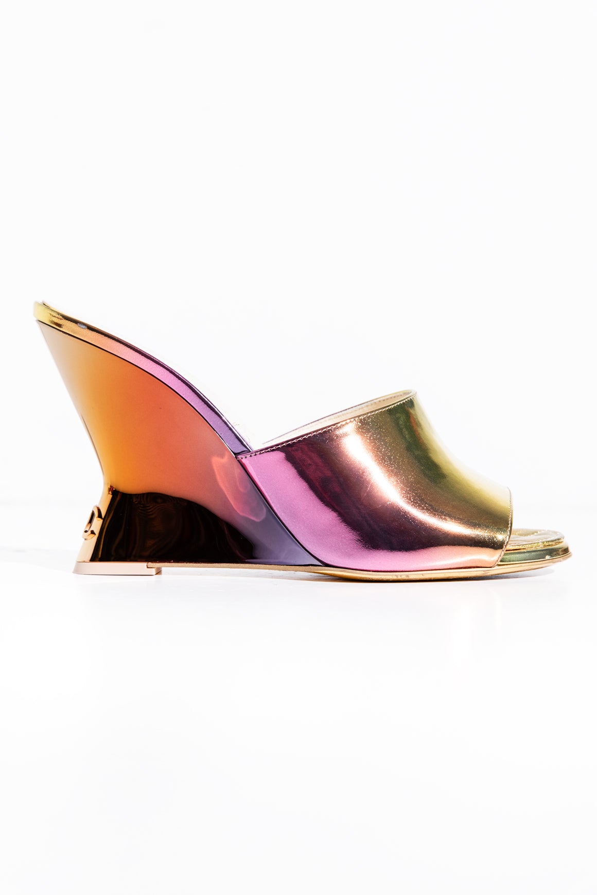 CHANEL 2024 Iridescent Wedge Mules (Sz. 38.5)