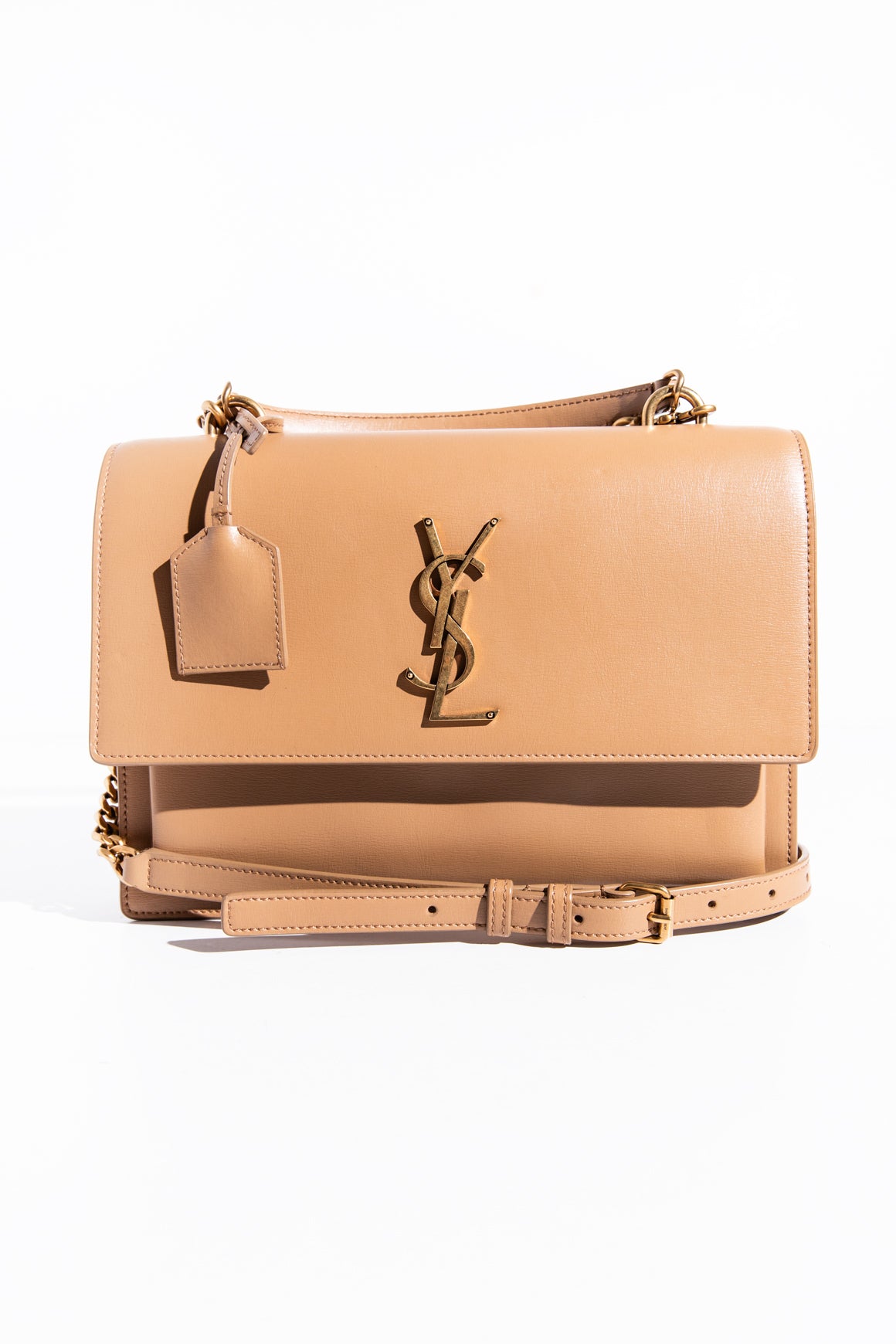 SAINT LAURENT Sunset Smooth Leather 
YSL
 Emblem Bag