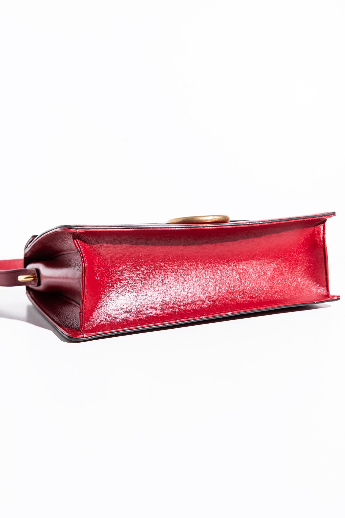 GUCCI Red Leather Torchon Ring Shoulder Bag