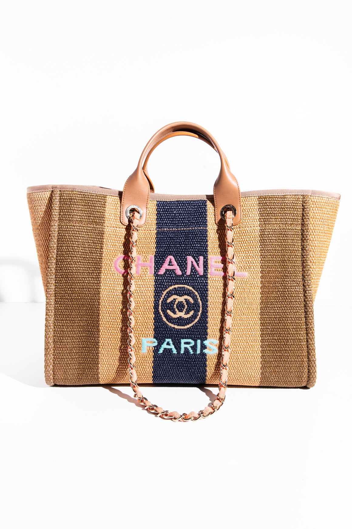 CHANEL Raffia Deauville Shopping Tote