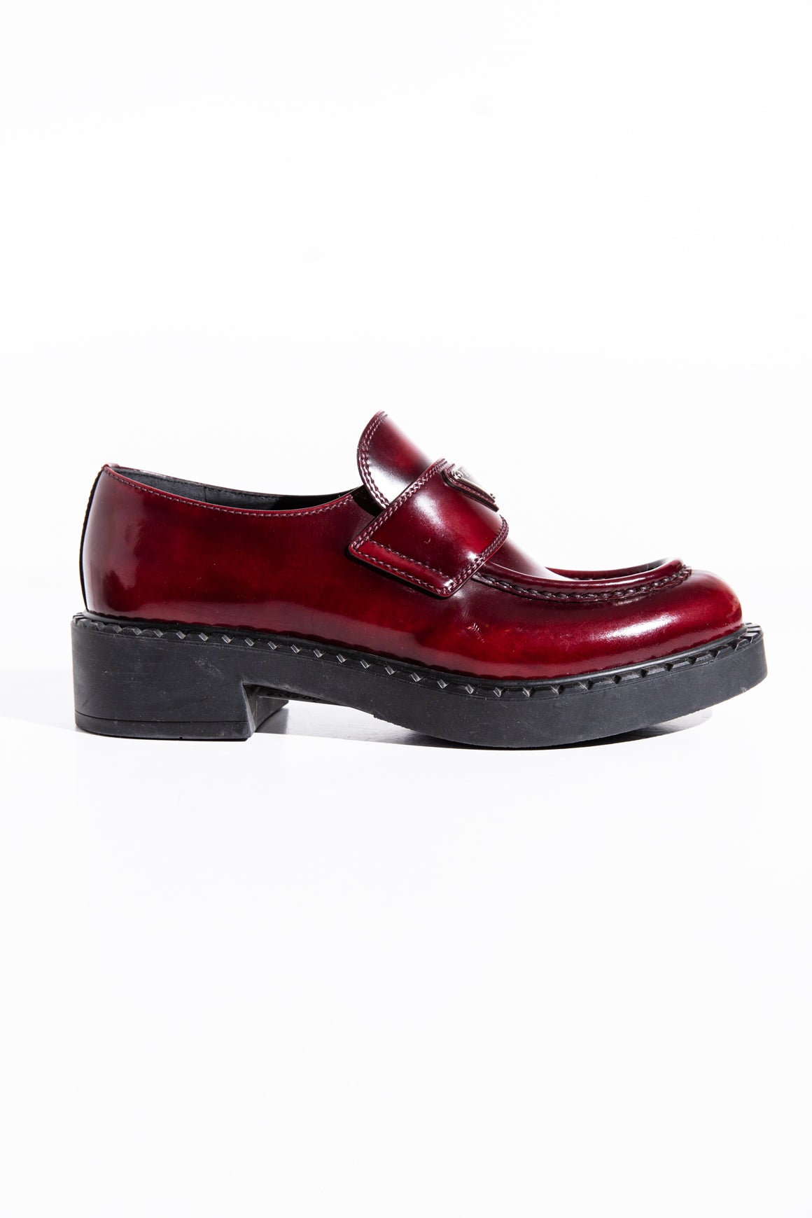 PRADA Burgundy Brushed Leather Loafers (Sz. 37.5)