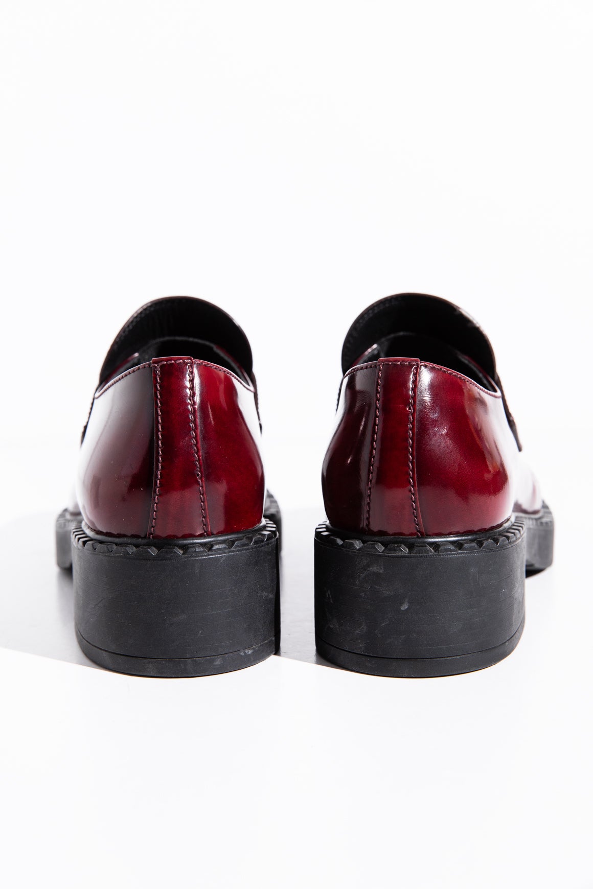 PRADA Burgundy Brushed Leather Loafers (Sz. 37.5)