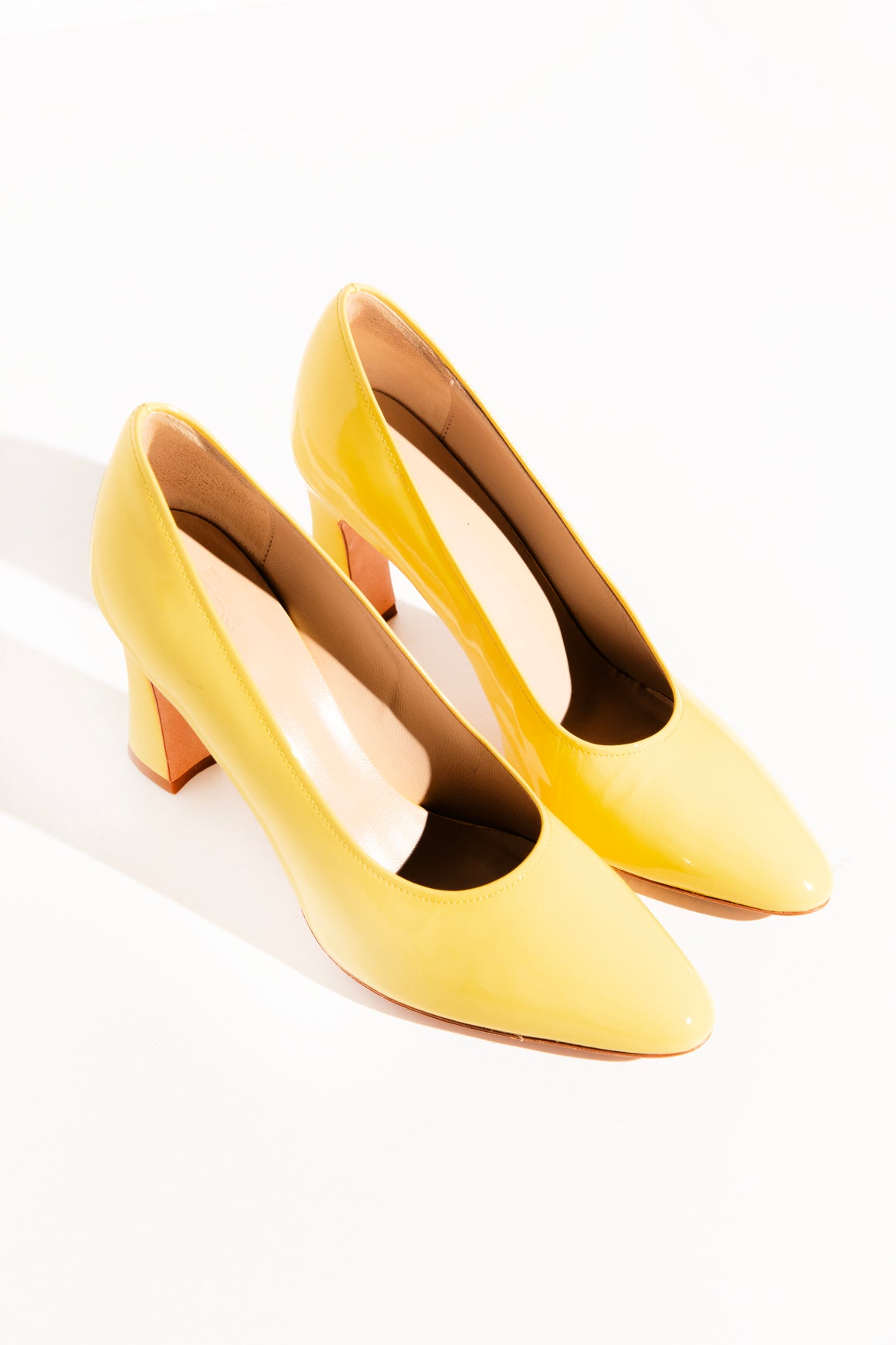 MARYAM NASSIR ZADEH Yellow Patent Block Heel Pumps (Sz. 38.5)