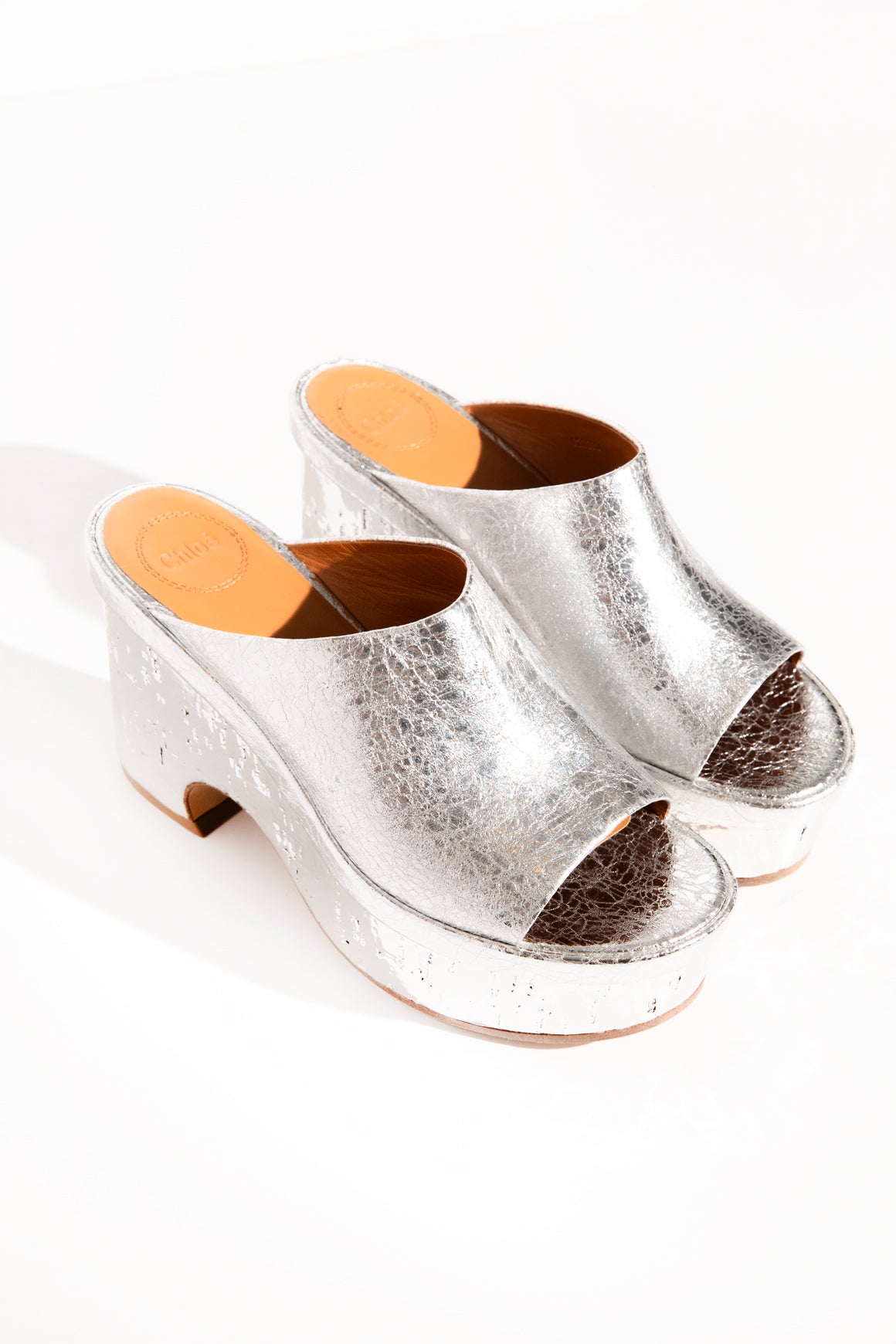 CHLOE Silver Platform Mule Sandals (Sz. 38)