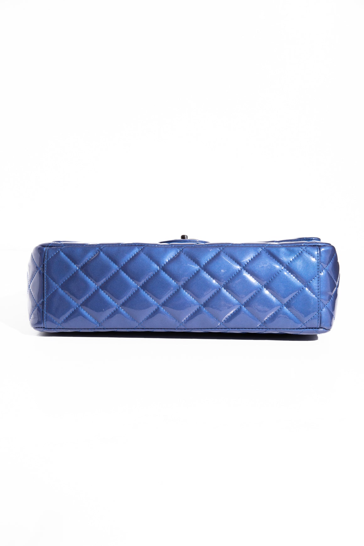 CHANEL 2013 Blue Patent Maxi Double Flap
