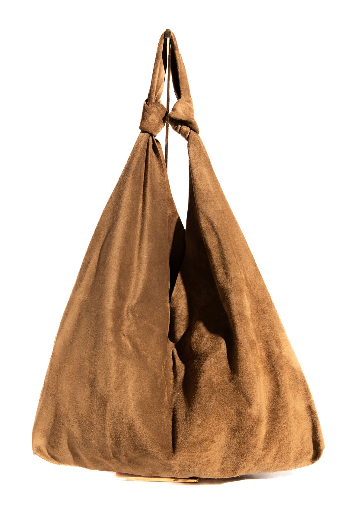 THE ROW Dark Khaki Suede Bindle Shoulder Bag