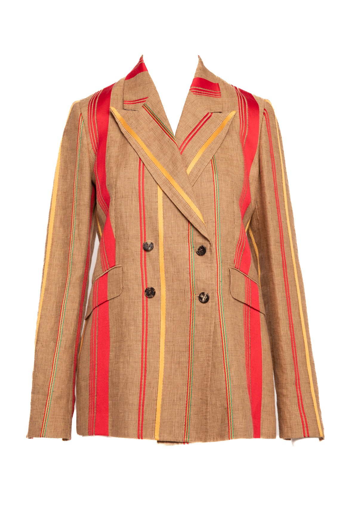 GABRIELA HEARST Tan Yellow Red Linen Blazer (Sz. 44/8)