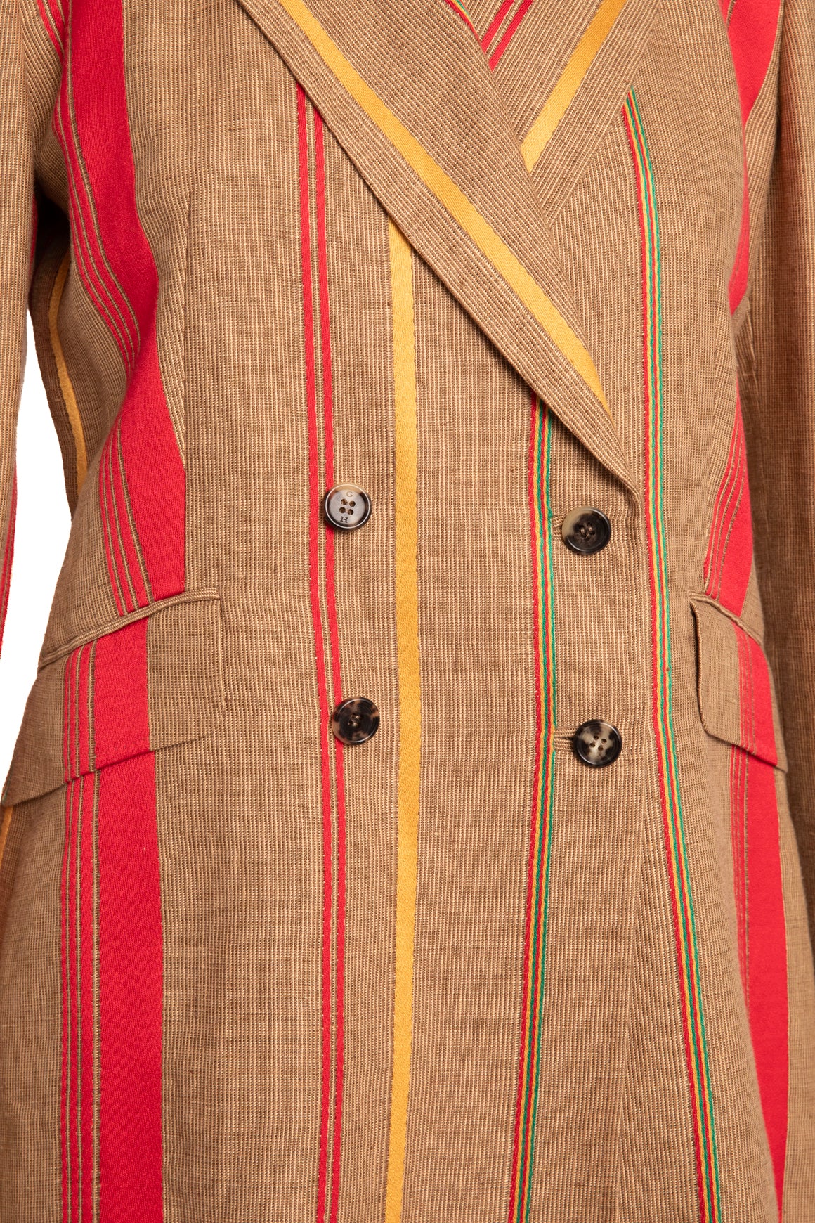 GABRIELA HEARST Tan Yellow Red Linen Blazer (Sz. 44/8)