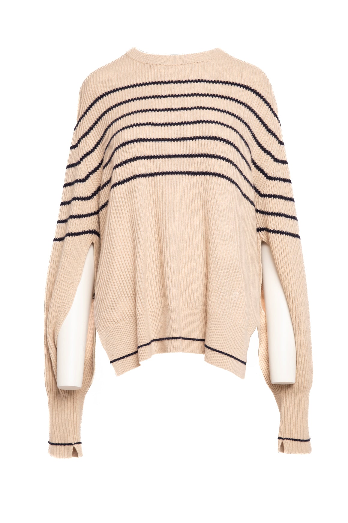 MARIA MCMANUS Taupe and Navy Striped Sweater (Sz. L)