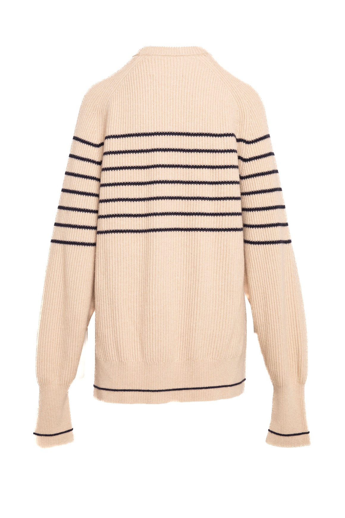 MARIA MCMANUS Taupe and Navy Striped Sweater (Sz. L)