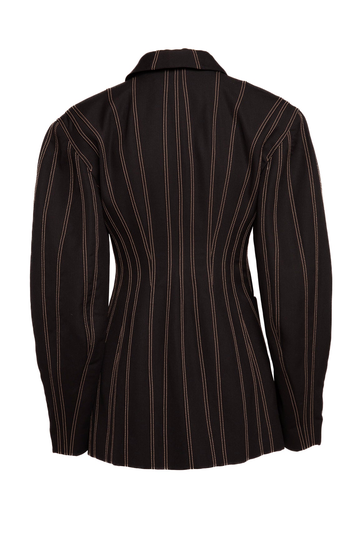 MUGLER Black Contrast Stitch Paneled Blazer (Sz. 36/S)