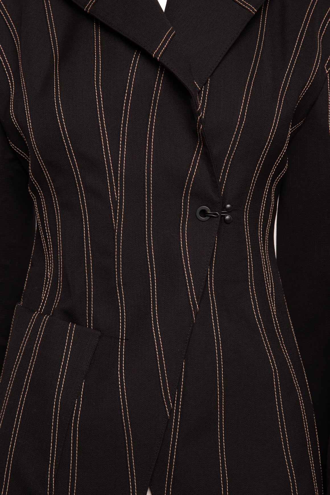 MUGLER Black Contrast Stitch Paneled Blazer (Sz. 36/S)