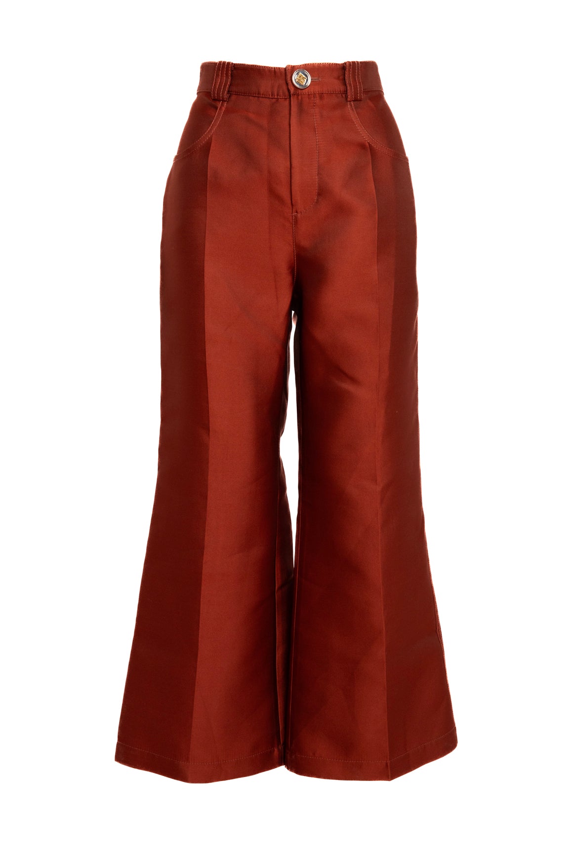 GIAMBATTISTA VALLI Burnt Orange Satin Trousers (Sz. 44/8)