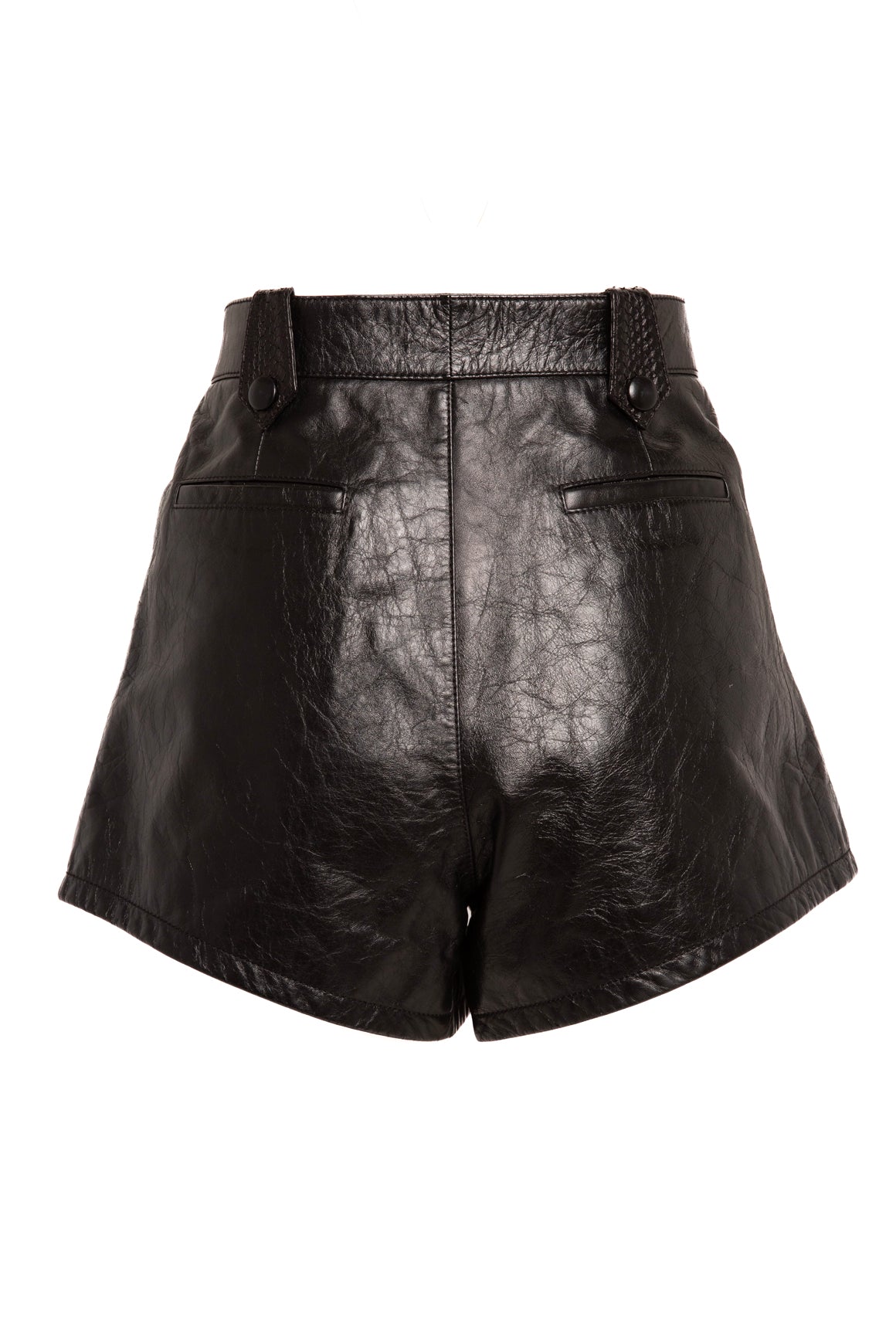 SAINT LAURENT Black Leather Hot Shorts (Sz.40/4)