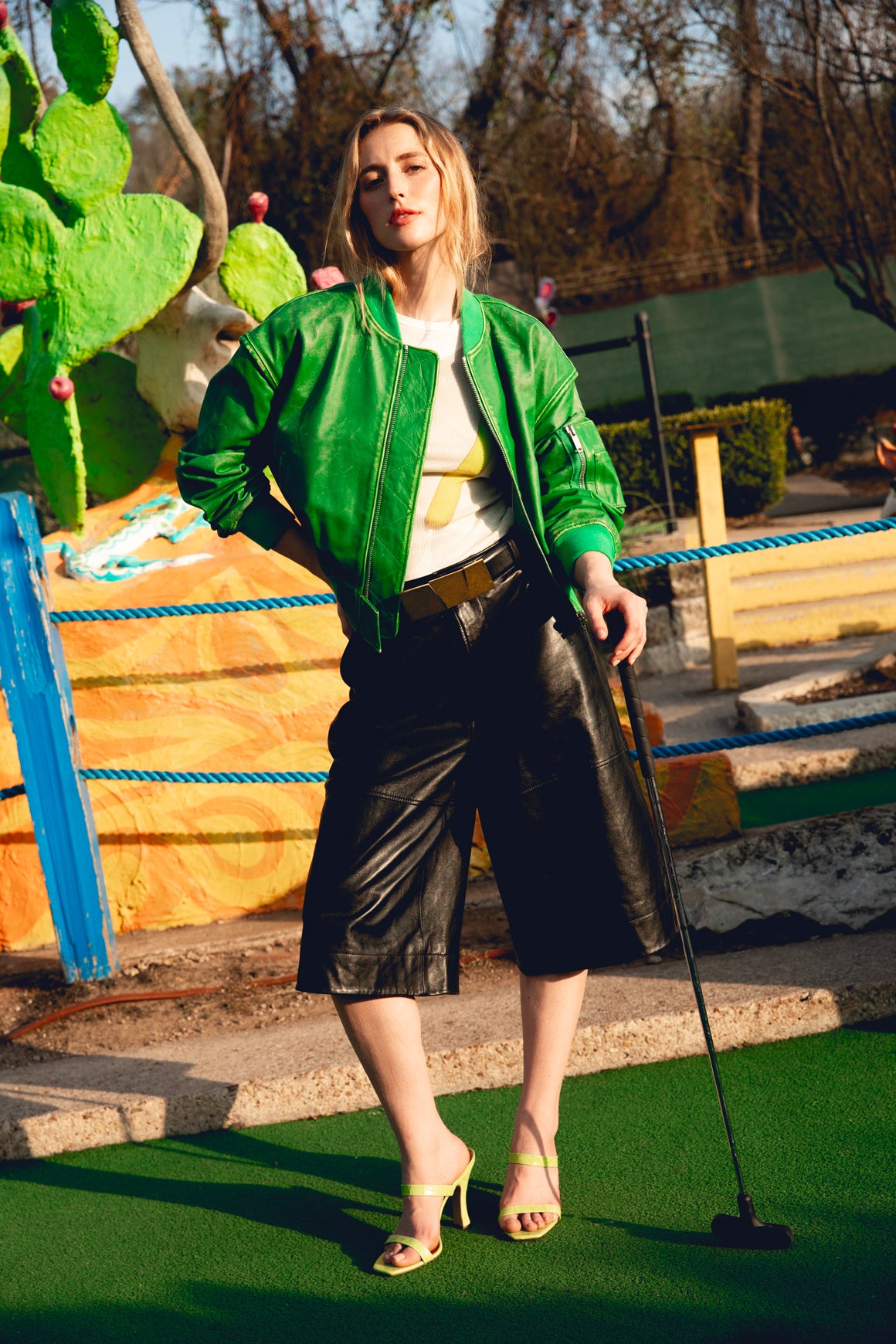 HALFBOY Green Leather Jacket (Sz. S)