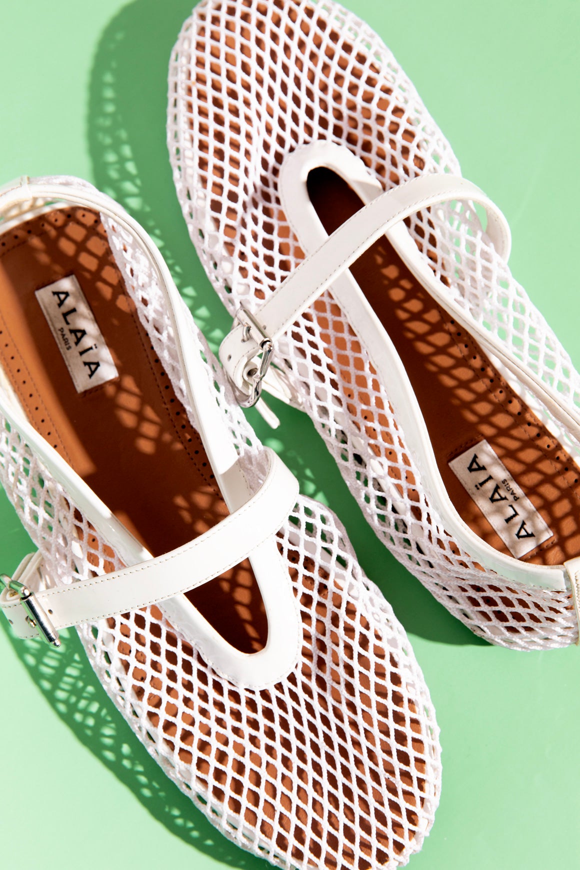 ALAIA White Mesh Maryjane Flats (Sz. 38)