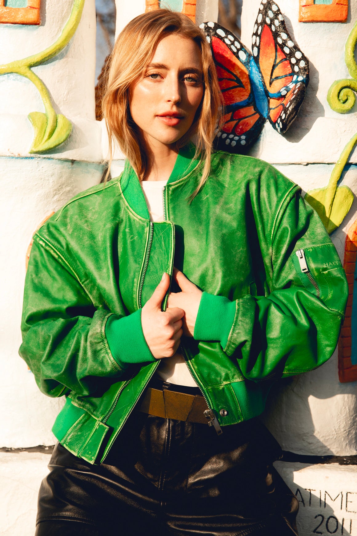 HALFBOY Green Leather Jacket (Sz. S)