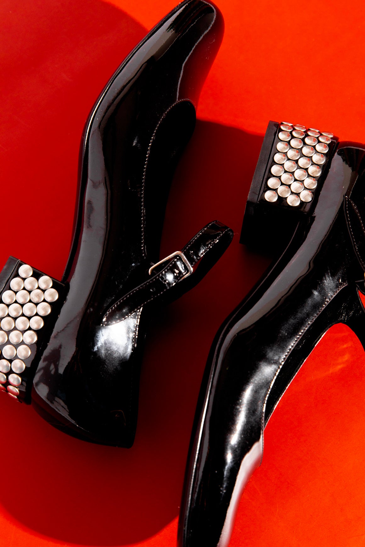 SAINT LAURENT Black Patent Grommet Accent Maryjanes (Sz. 36)