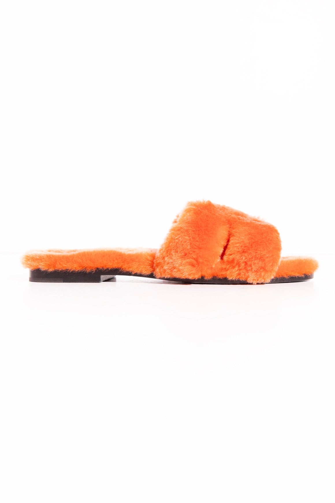 HERMES Orange Shearling 'Oran' Sandal (Sz. 38)