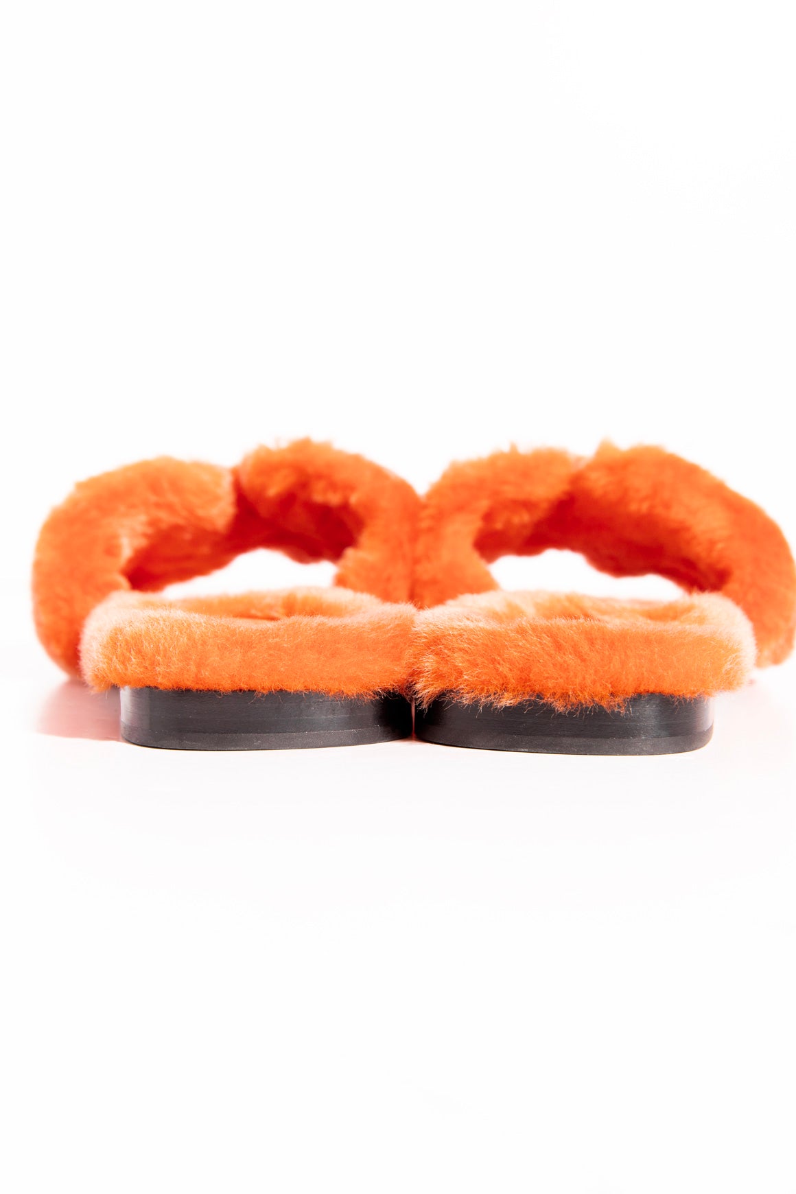 HERMES Orange Shearling 'Oran' Sandal (Sz. 38)