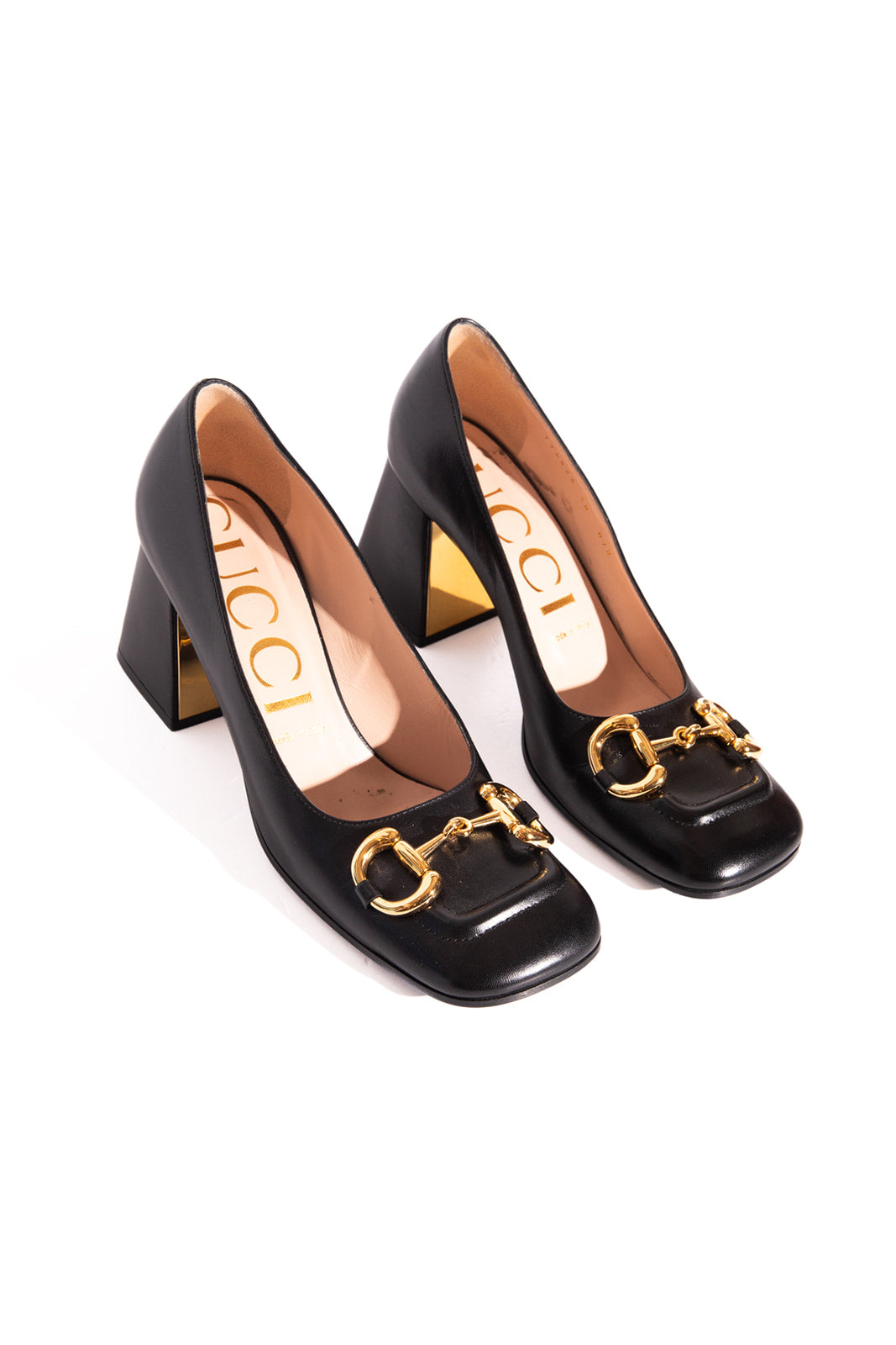 GUCCI Black Horse-bit Block Heels (Sz. 38)