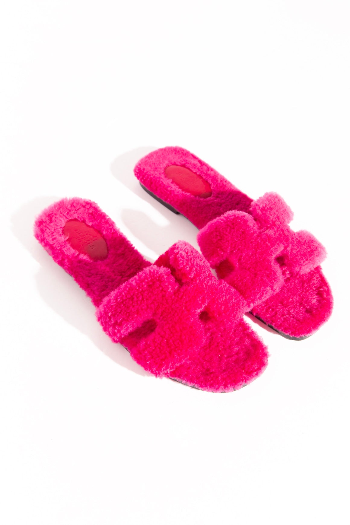 HERMES Hot Pink Sherpa 'Oran' Sandals (Sz. 39)
