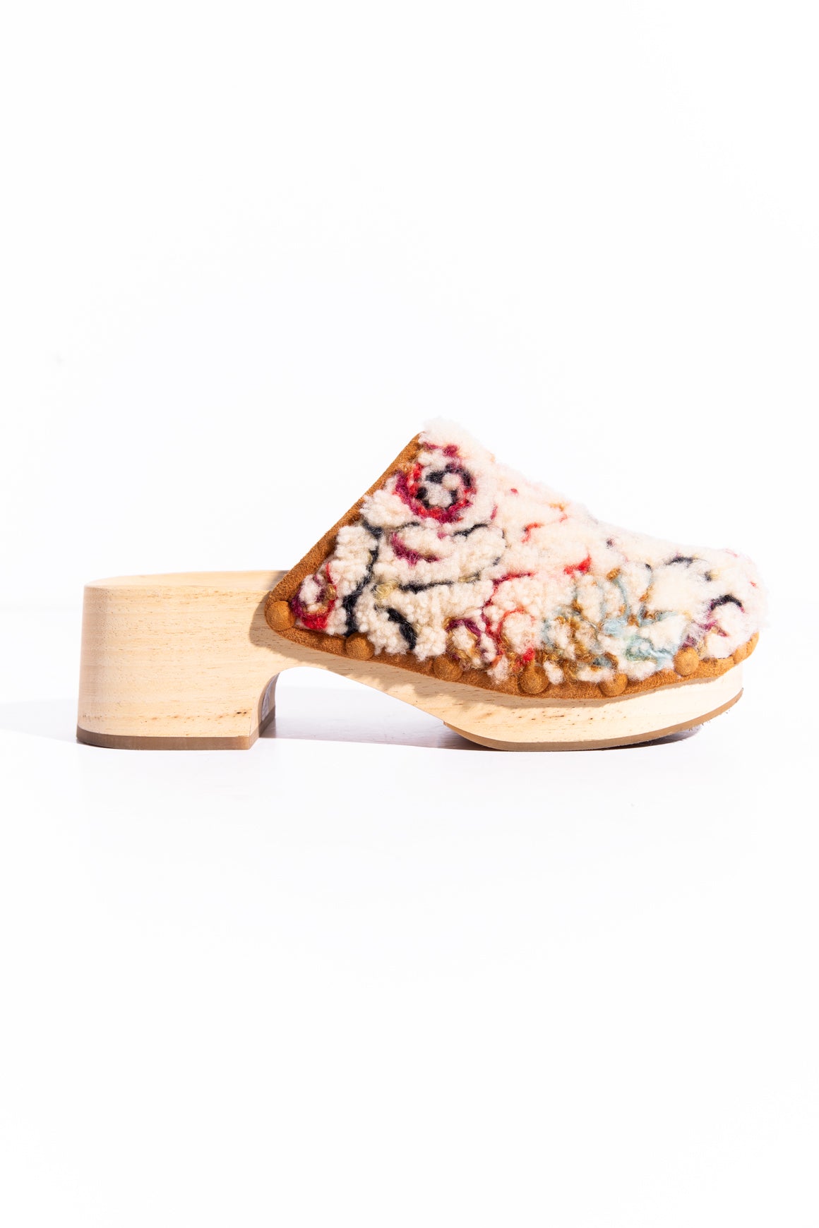 CHLOE Rainbow Shearling Joy Clogs (Sz. 39)