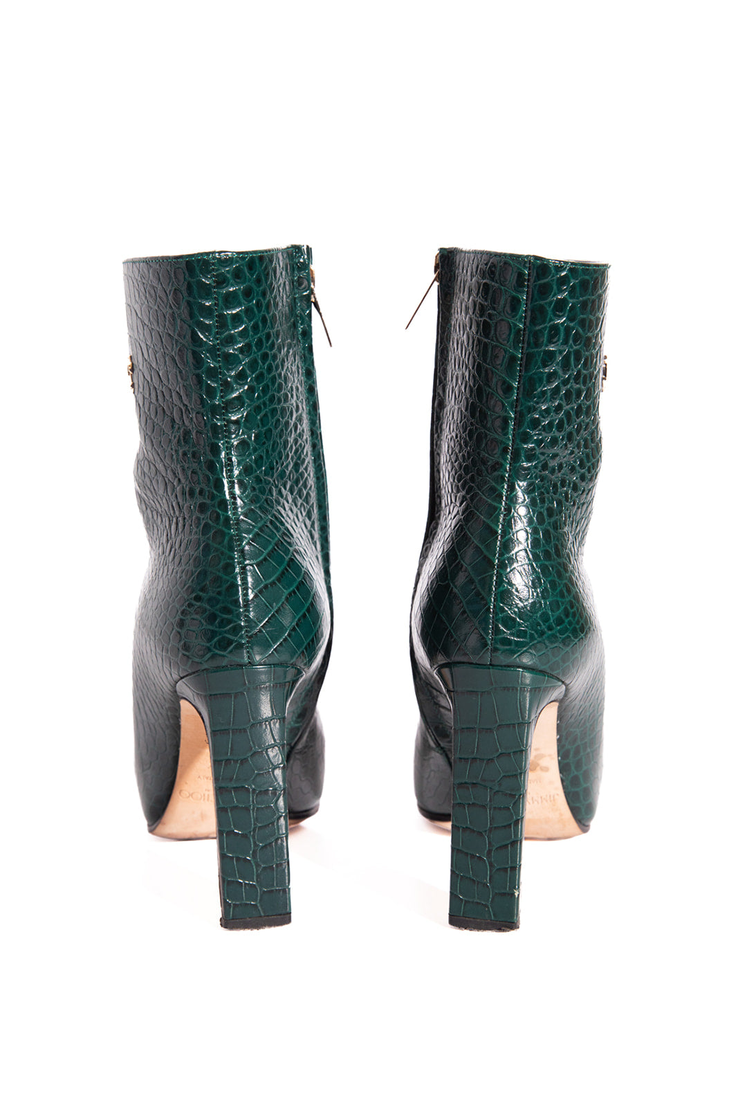JIMMY CHOO Green Crocodile Bootie With Square Toe (Sz. 36.5)