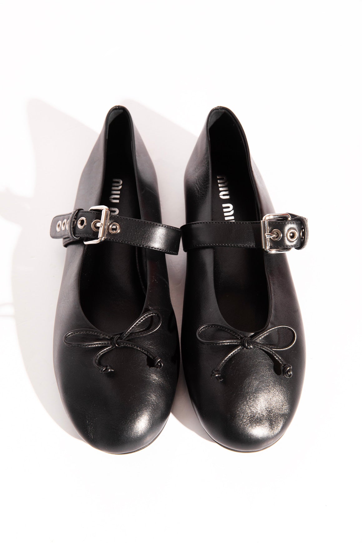 MIU MIU Black Grommet Maryjane Flats (Sz. 39)