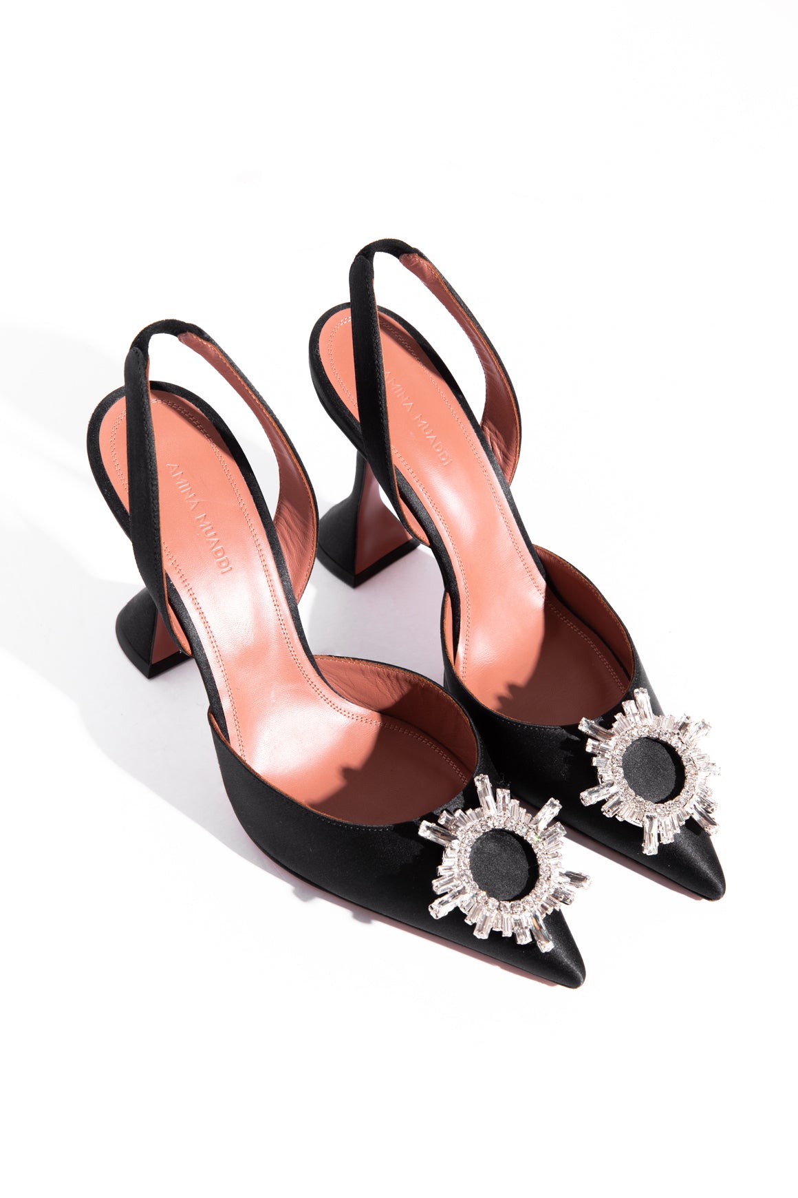 AMINA MUADDI Black "Begum" Satin Slingback Pumps (Sz. 40)