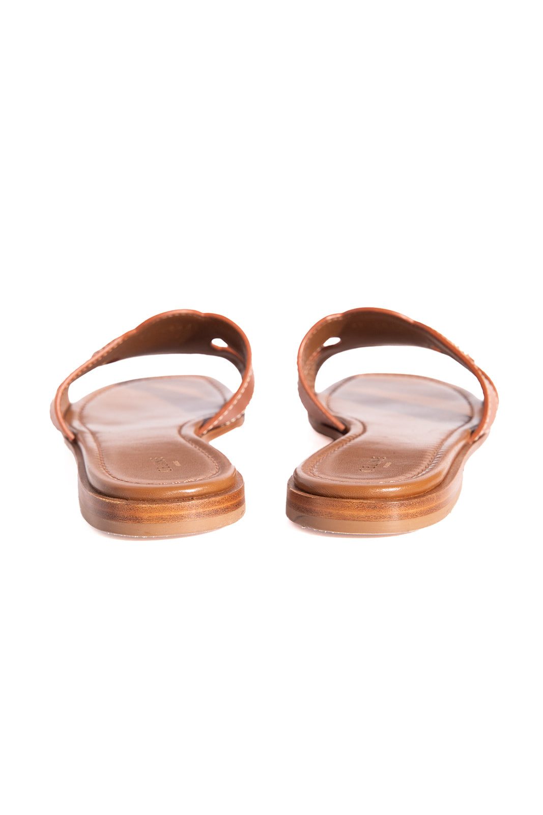 CELINE Tan Calfskin Triomphe Logo Mules (Sz. 39)