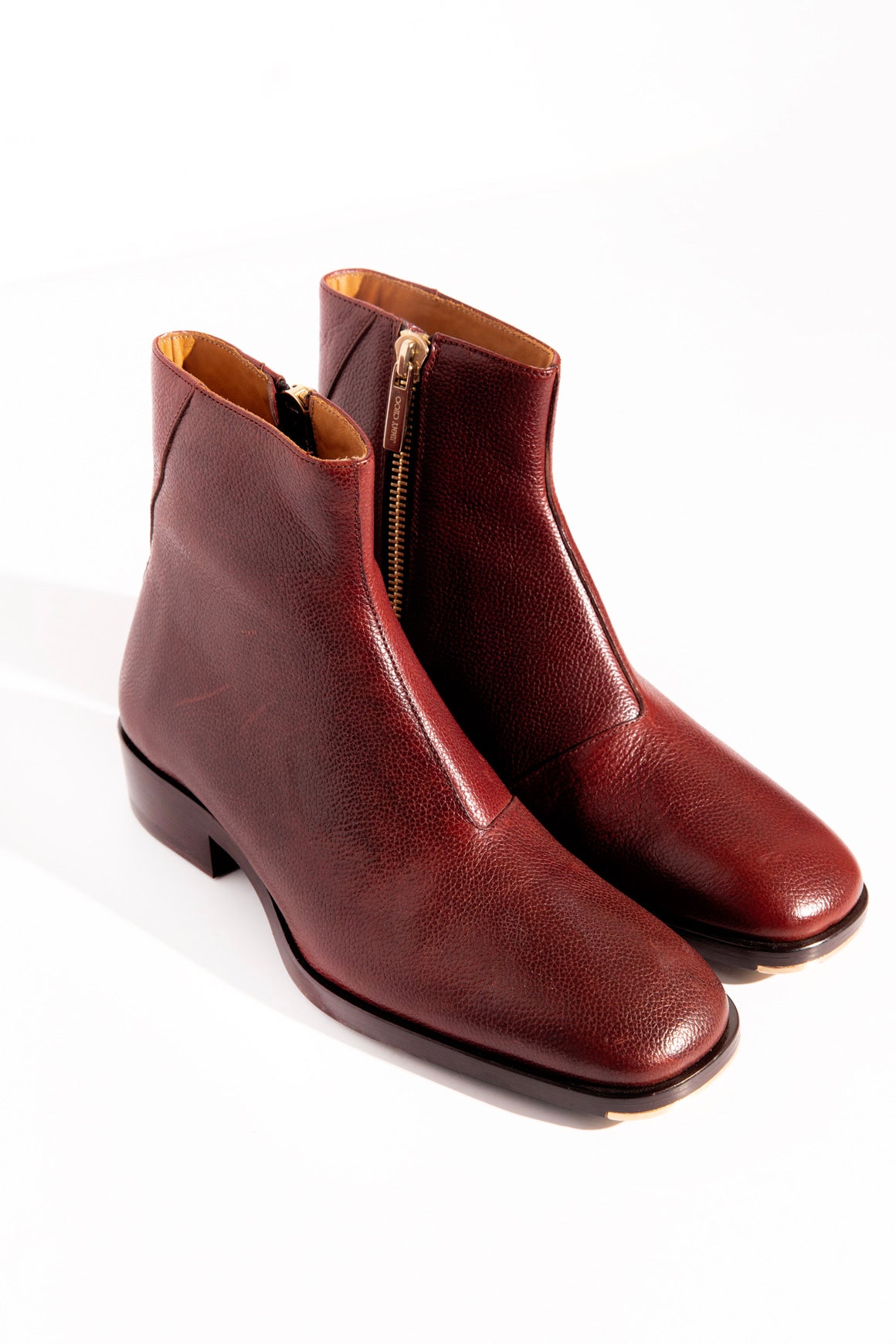 JIMMY CHOO Maroon Leather Ankle Boots (Sz. 39.5)