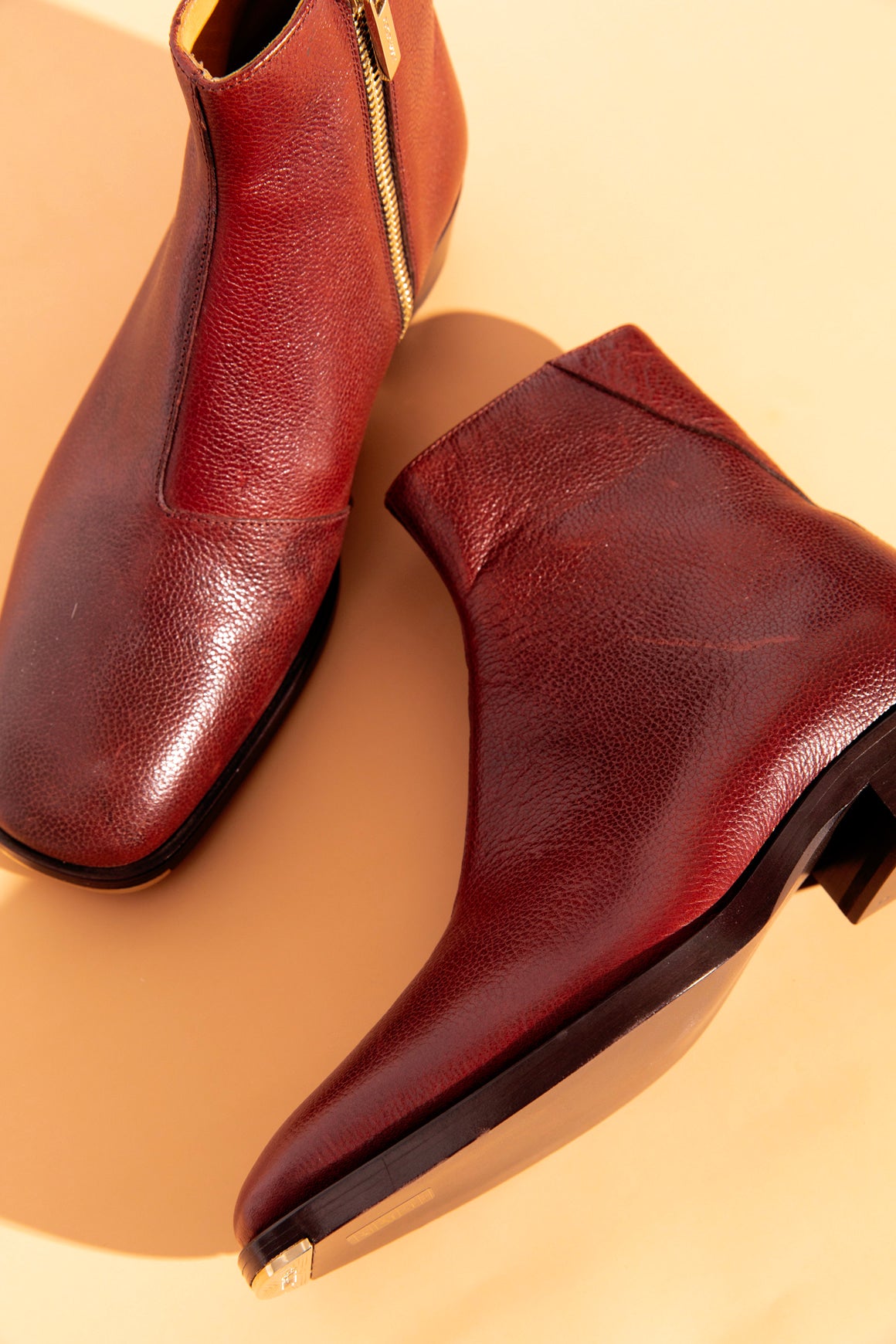 JIMMY CHOO Maroon Leather Ankle Boots (Sz. 39.5)