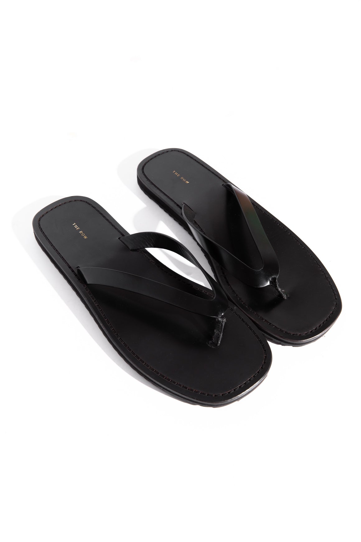 THE ROW Black Leather "City" Flip Flops (Sz. 39)