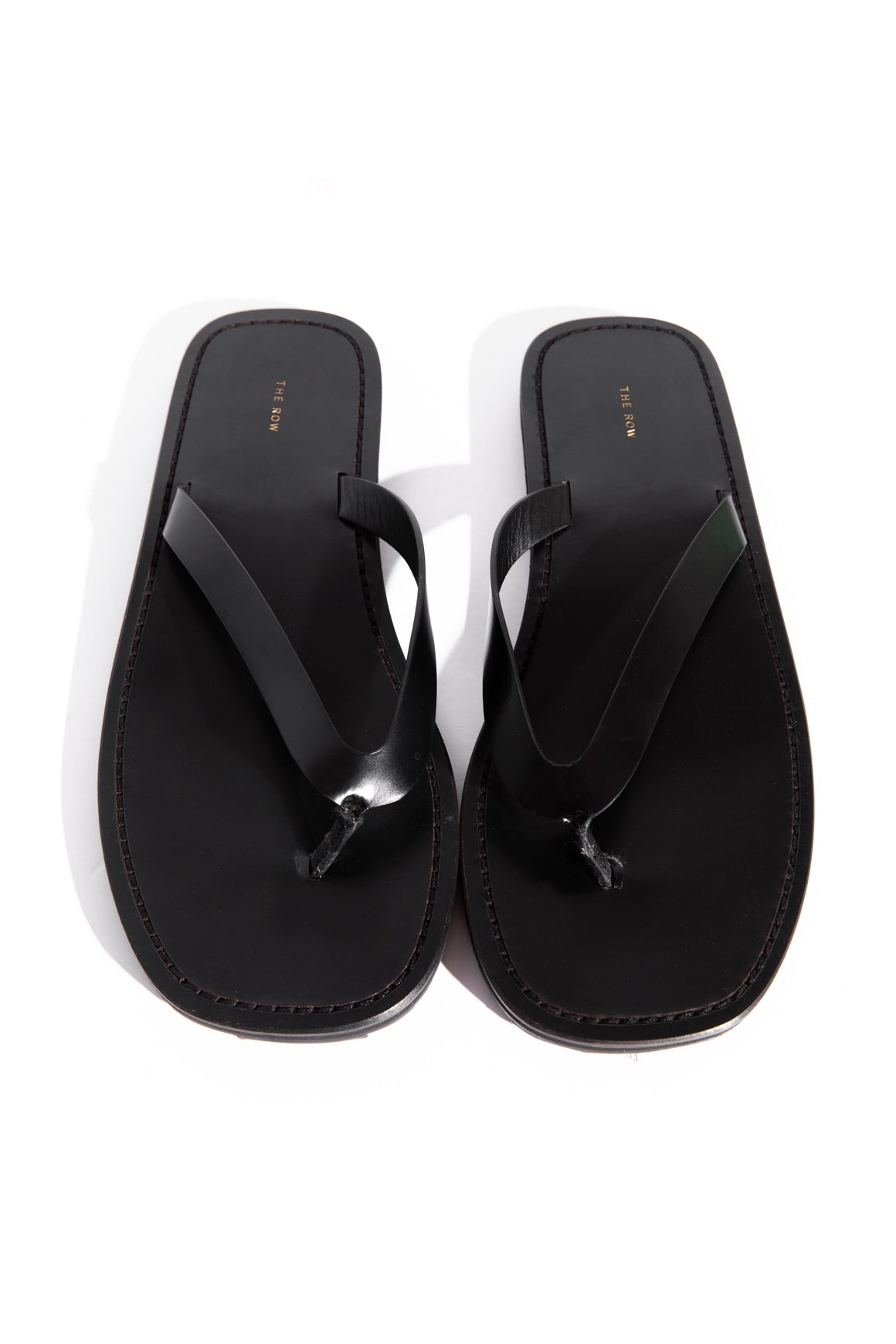 THE ROW Black Leather "City" Flip Flops (Sz. 39)