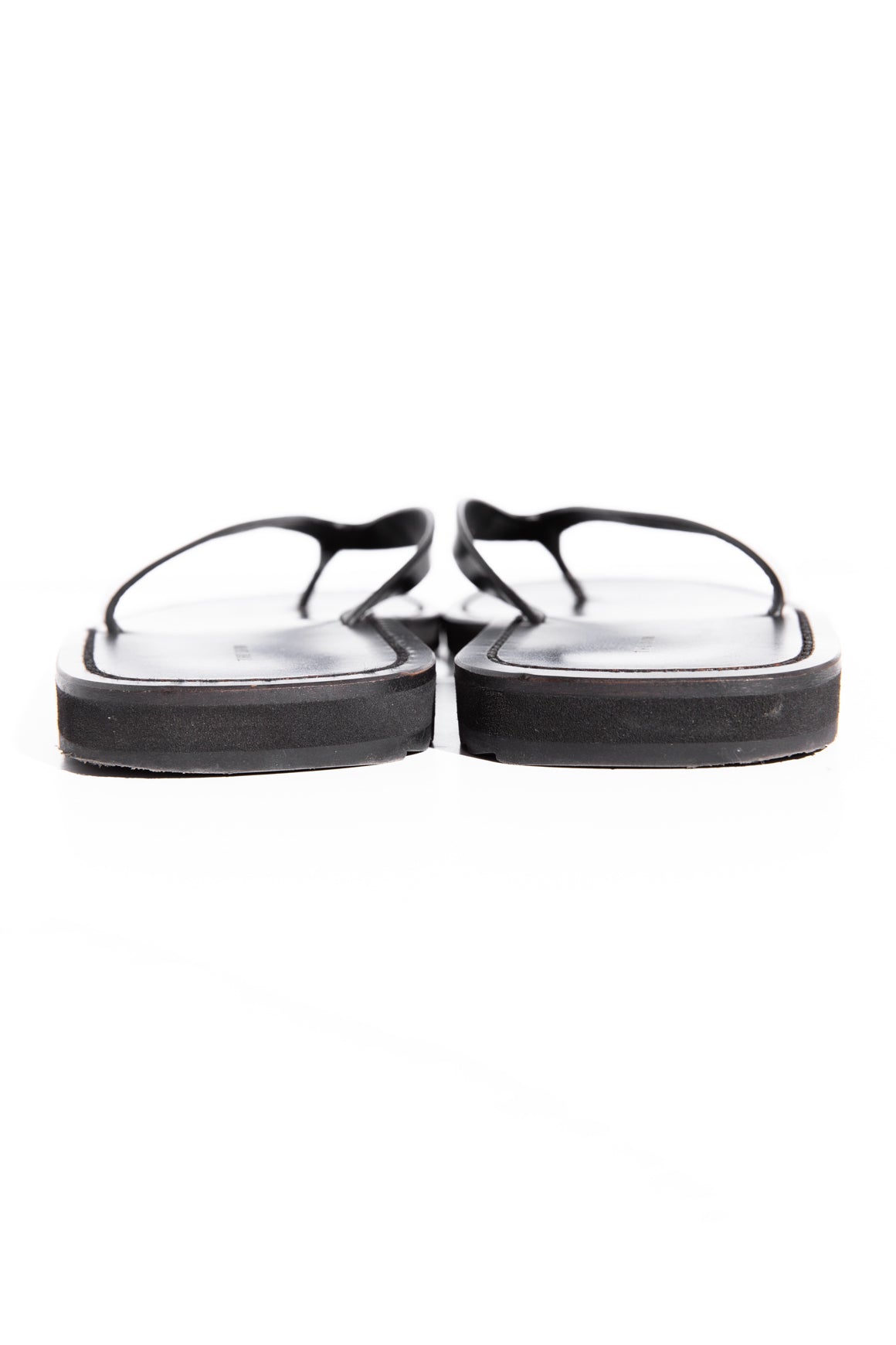 THE ROW Black Leather "City" Flip Flops (Sz. 39)