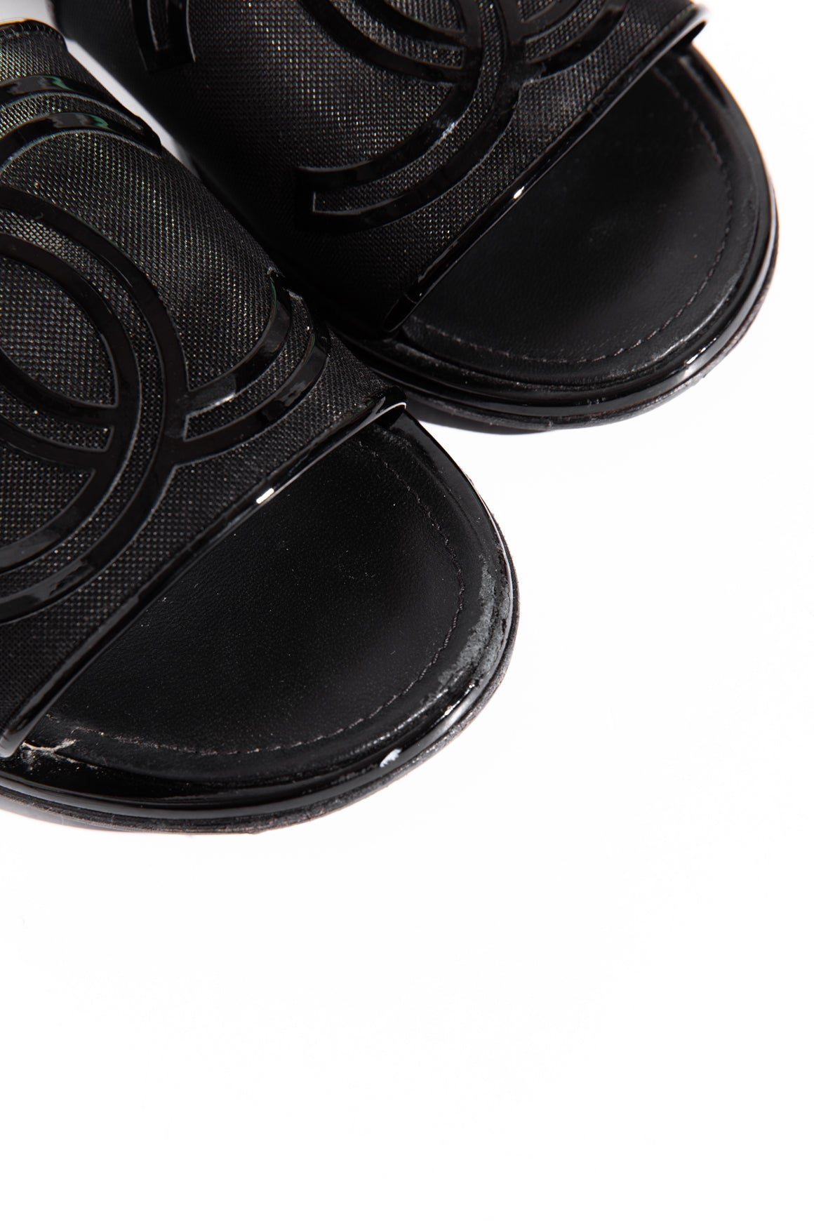 CHANEL Black Mesh CC Logo Slides (Sz. 40.5)
