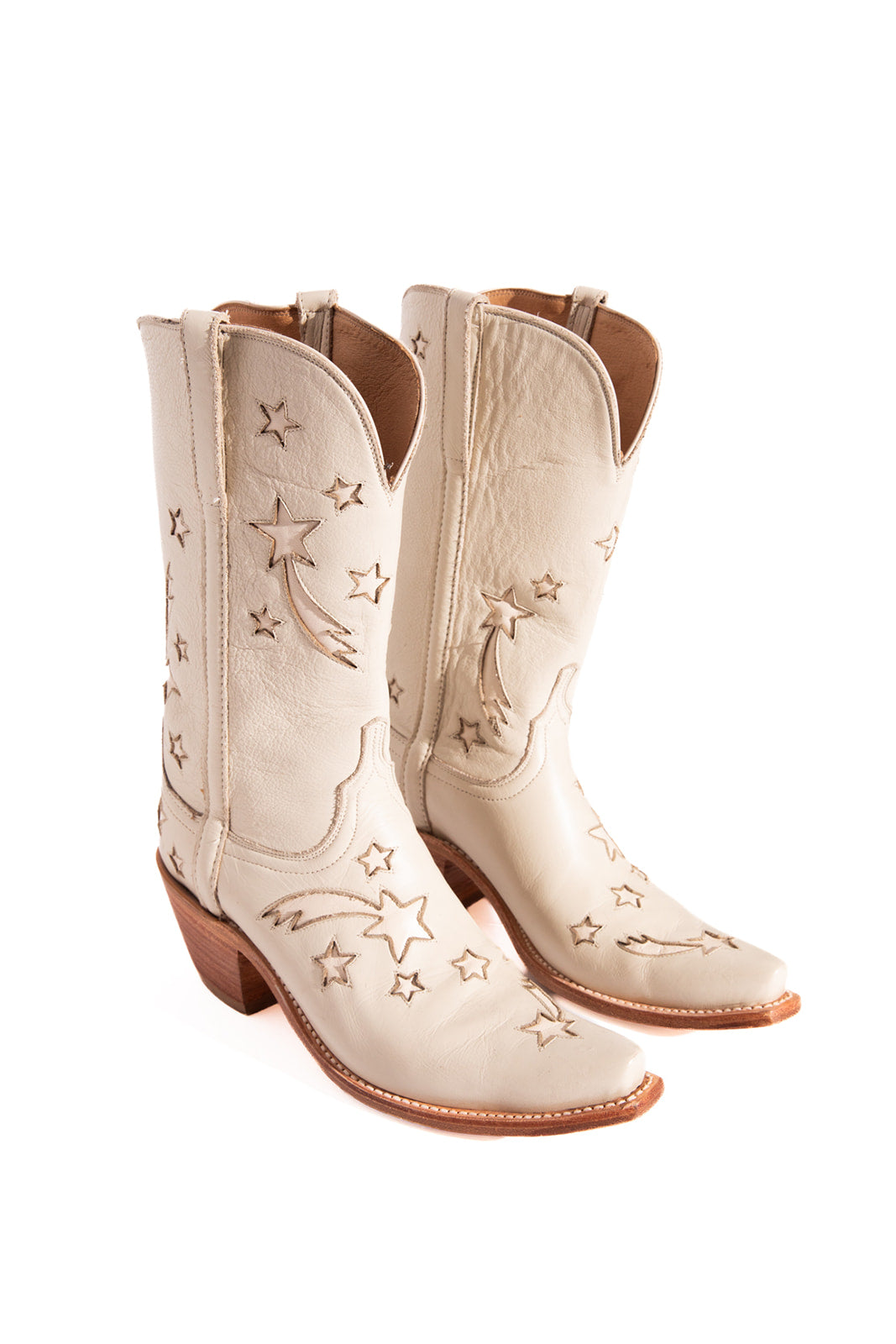 LUCCHESE Light Grey Star Print Western Boots (Sz. 9)