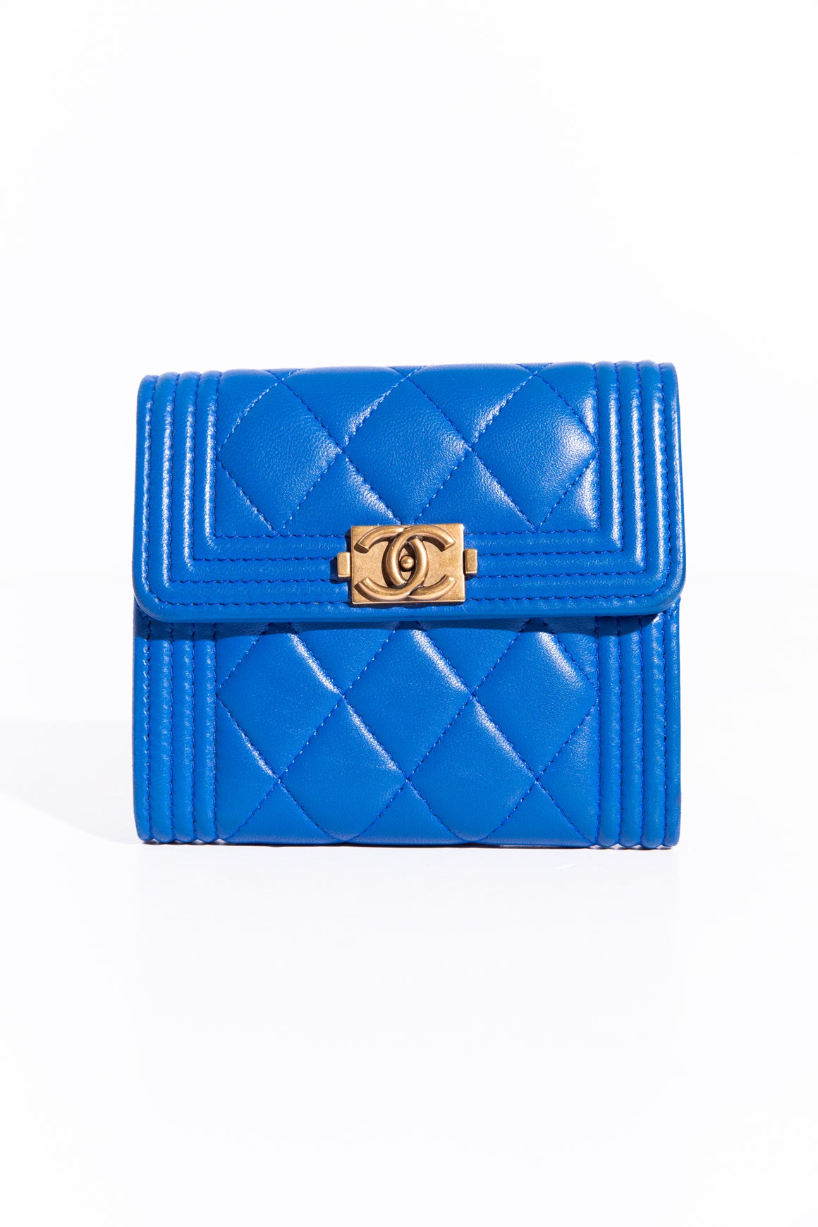 CHANEL Blue Boy Compact Wallet