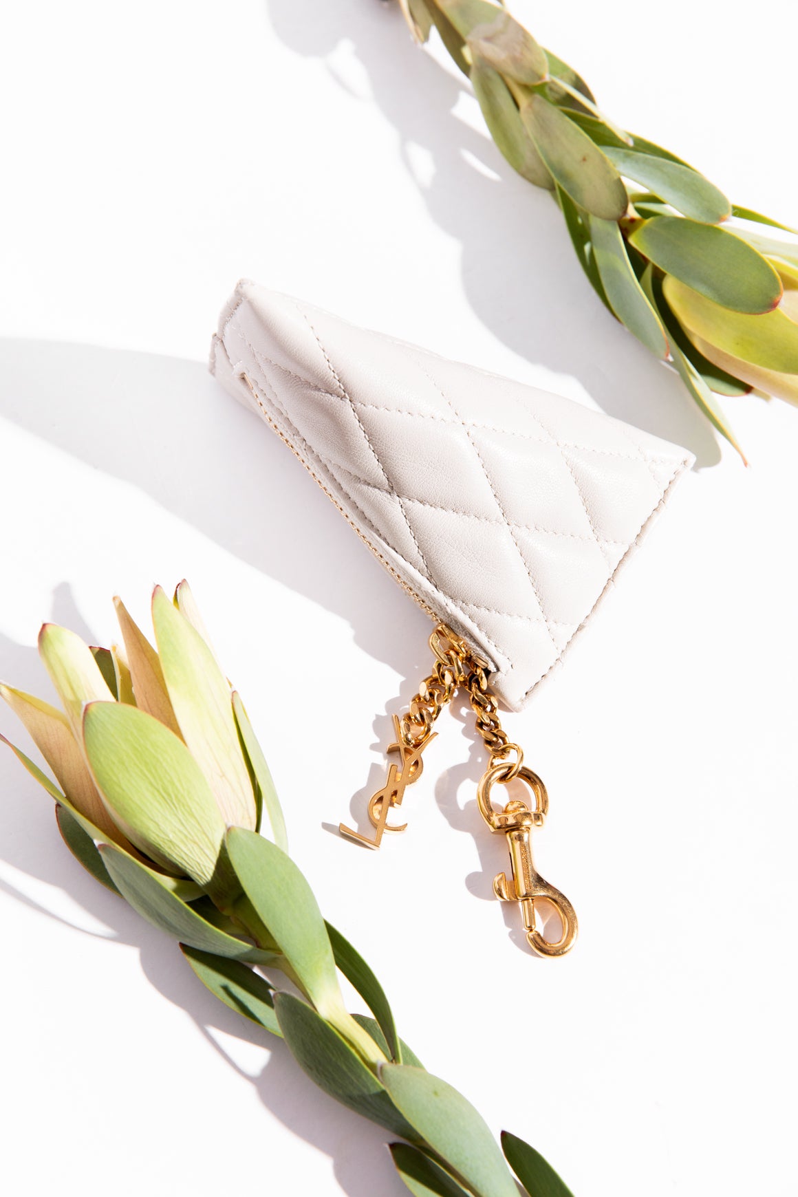 SAINT LAURENT Cream "Berlingo" Charm Pouch