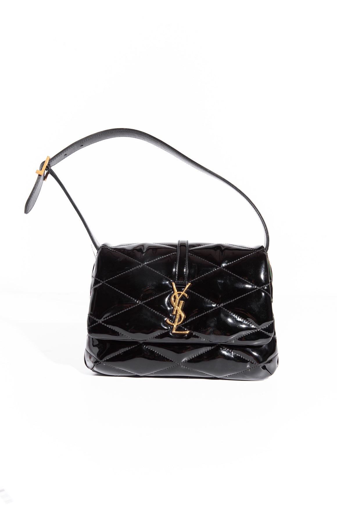 SAINT LAURENT Black Patent Le 57 Shoulder Bag