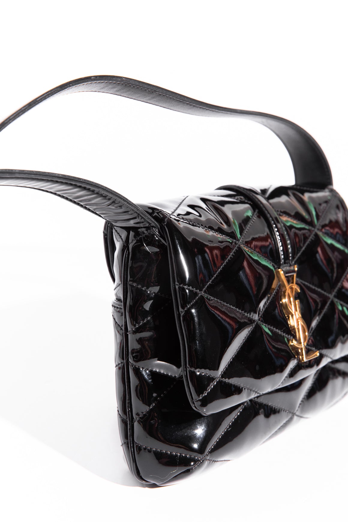 SAINT LAURENT Black Patent Le 57 Shoulder Bag