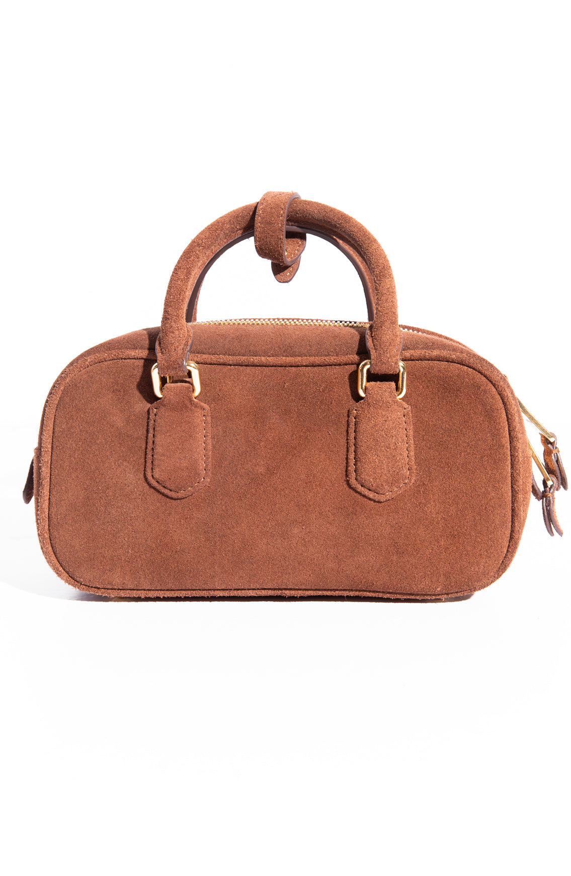 MIU MIU Brown Padded Suede Arcadie Top Handle Bag