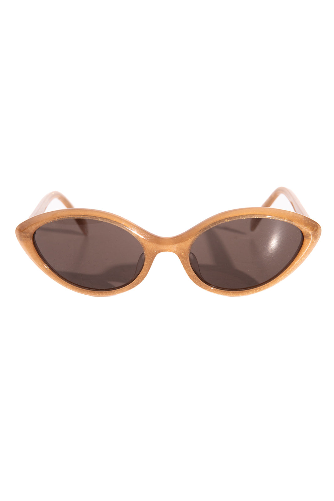 CELINE Tan Glitter Oval Frame Sunglasses