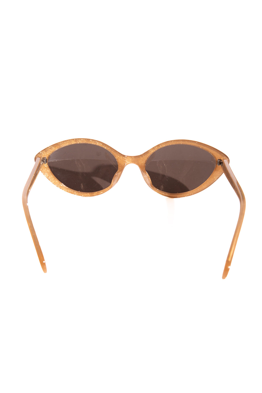 CELINE Tan Glitter Oval Frame Sunglasses