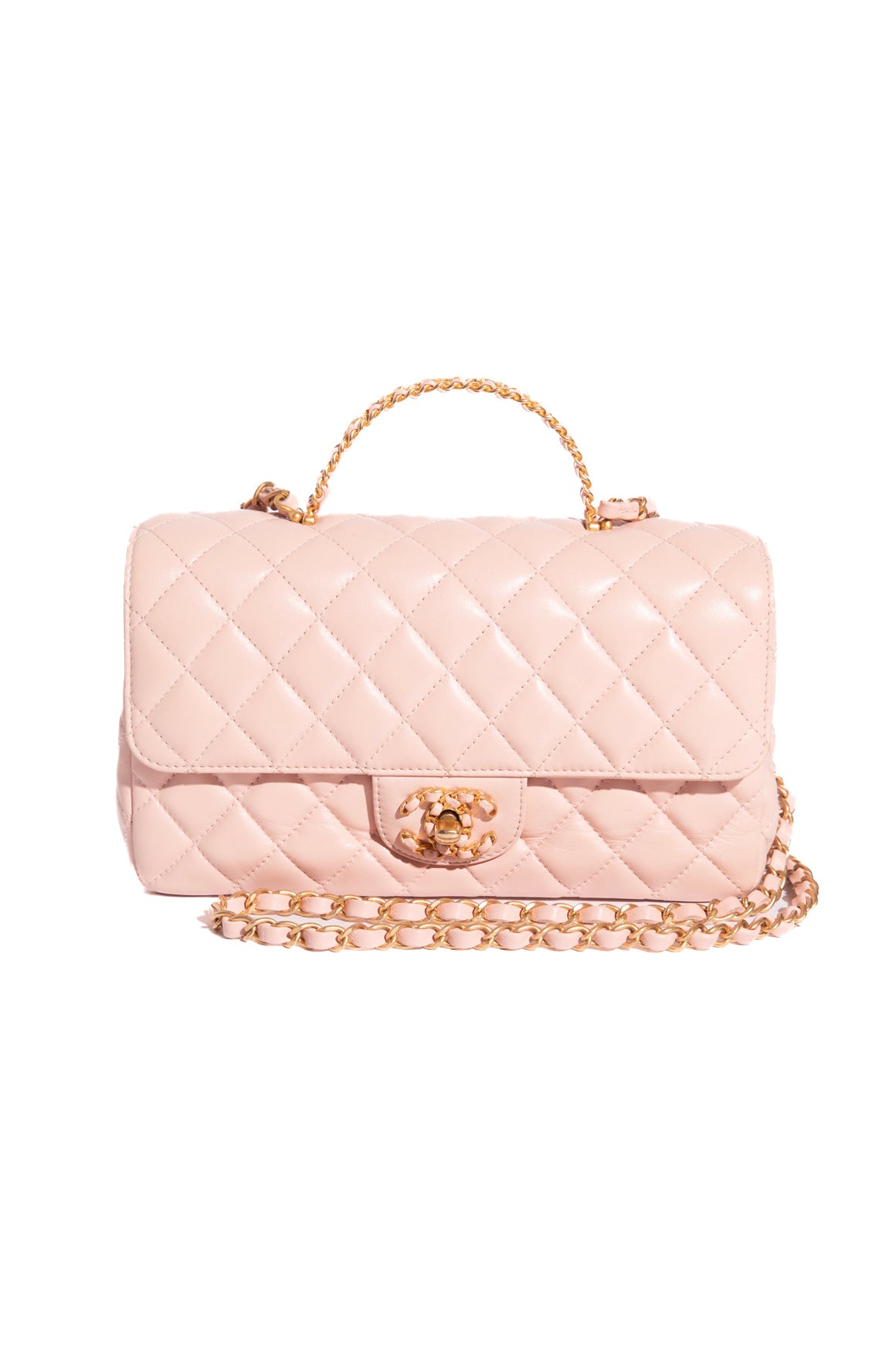 2024 CHANEL Light Pink Crystal Mini Top Handle Flap Bag