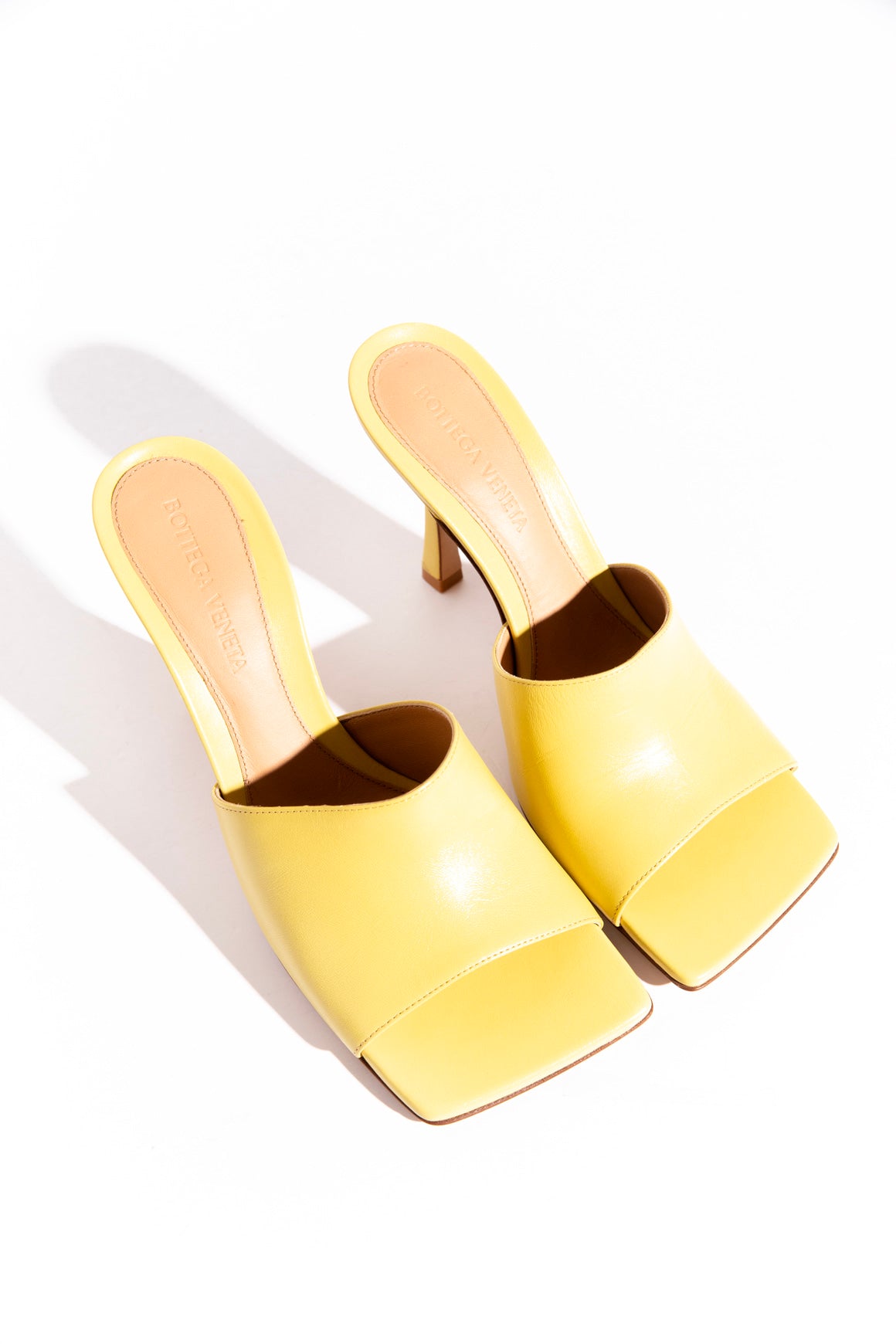 BOTTEGA VENETA Yellow Heeled Mule Sandals (Sz. 36)