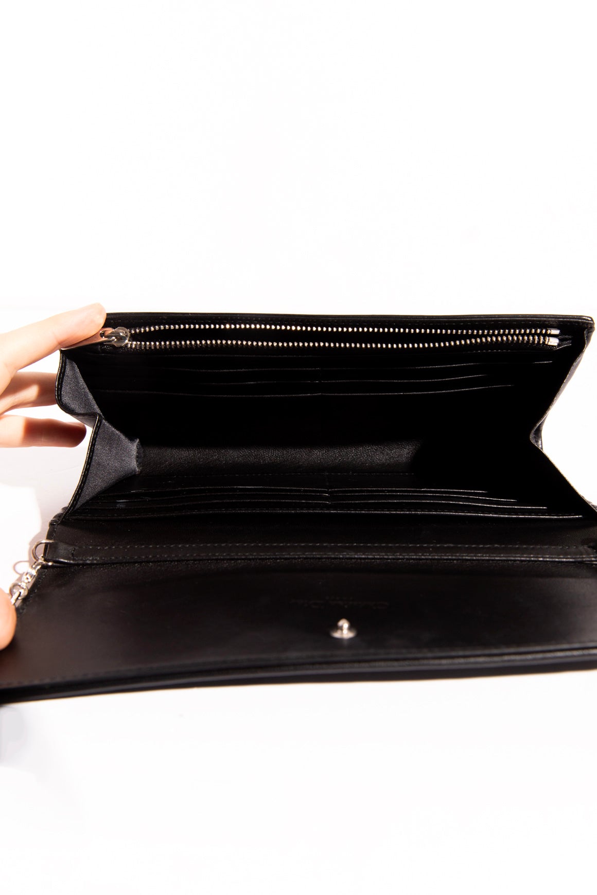 DIOR Black Leather Cannage Wallet-on-Chain