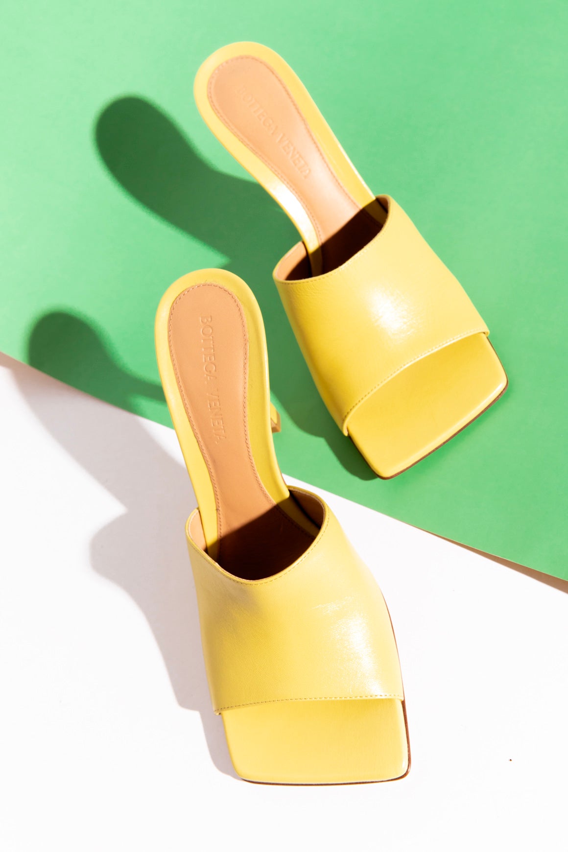 BOTTEGA VENETA Yellow Heeled Mule Sandals (Sz. 36)